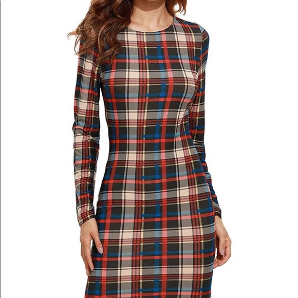 Womens Casual Plaid Long Sleeve Elegant Dress (brand new in package) - Picture 6 of 7